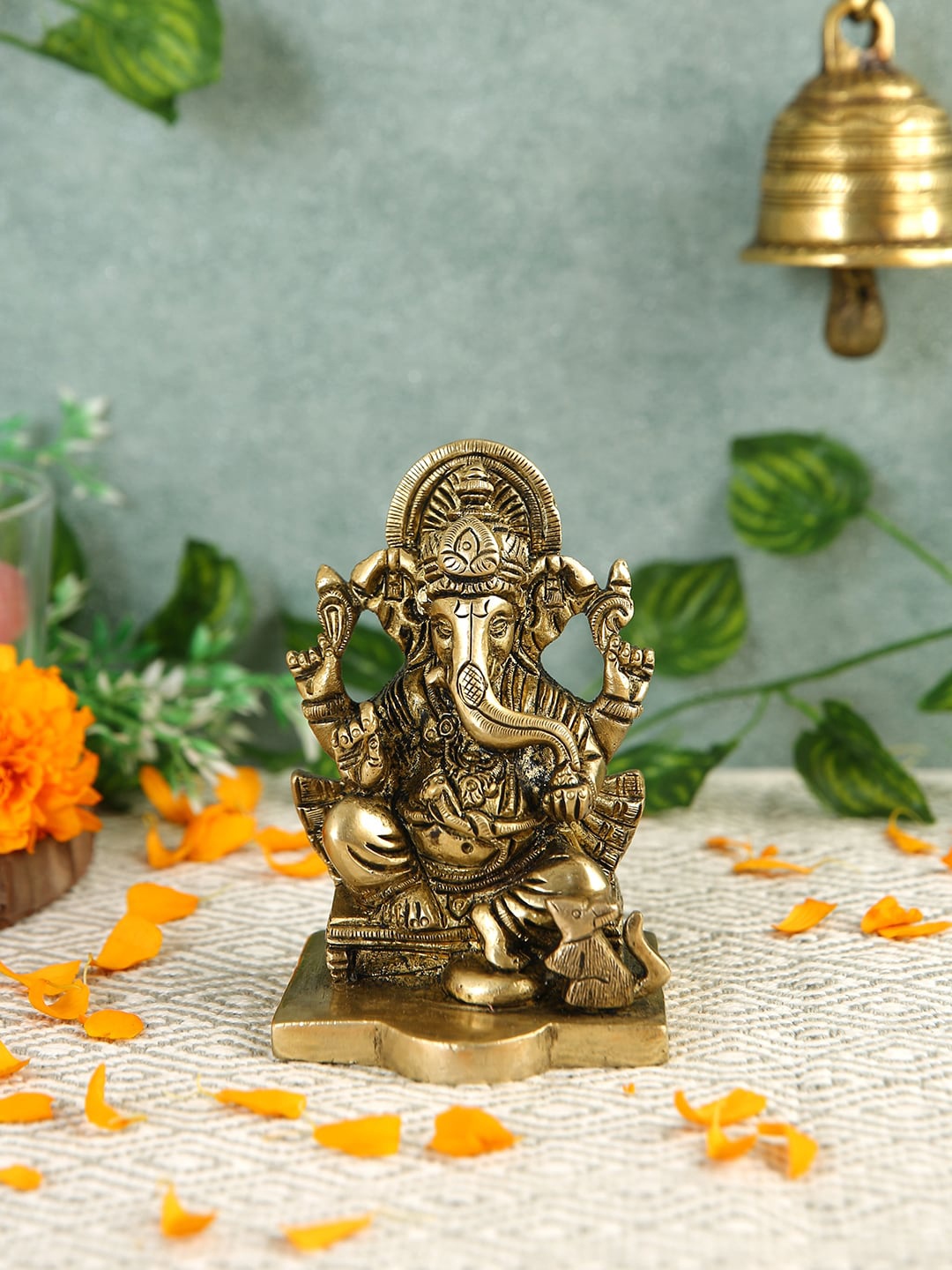 

Imli Street Gold Toned Ganesh Sitting Idol Brass Showpiece