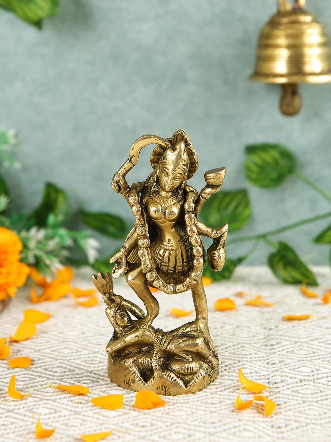 

Imli Street Gold Toned Kali Mata Brass Idol Showpiece