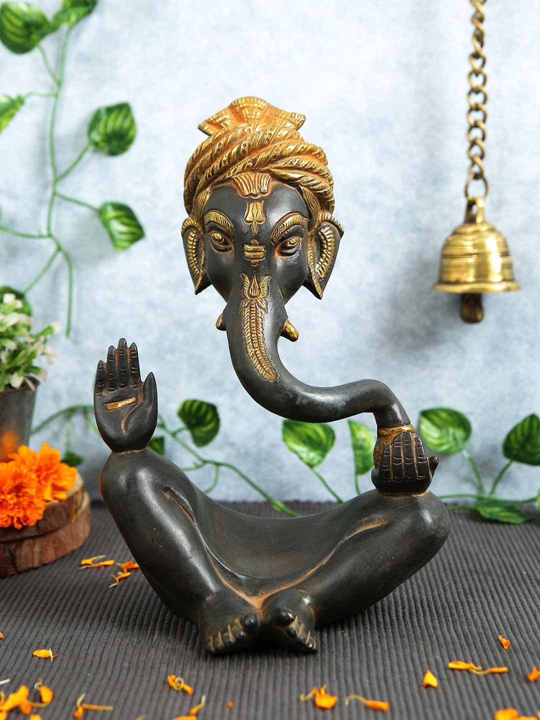 

Imli Street Black & Golden Modern Ganesha Brass Idol Showpiece