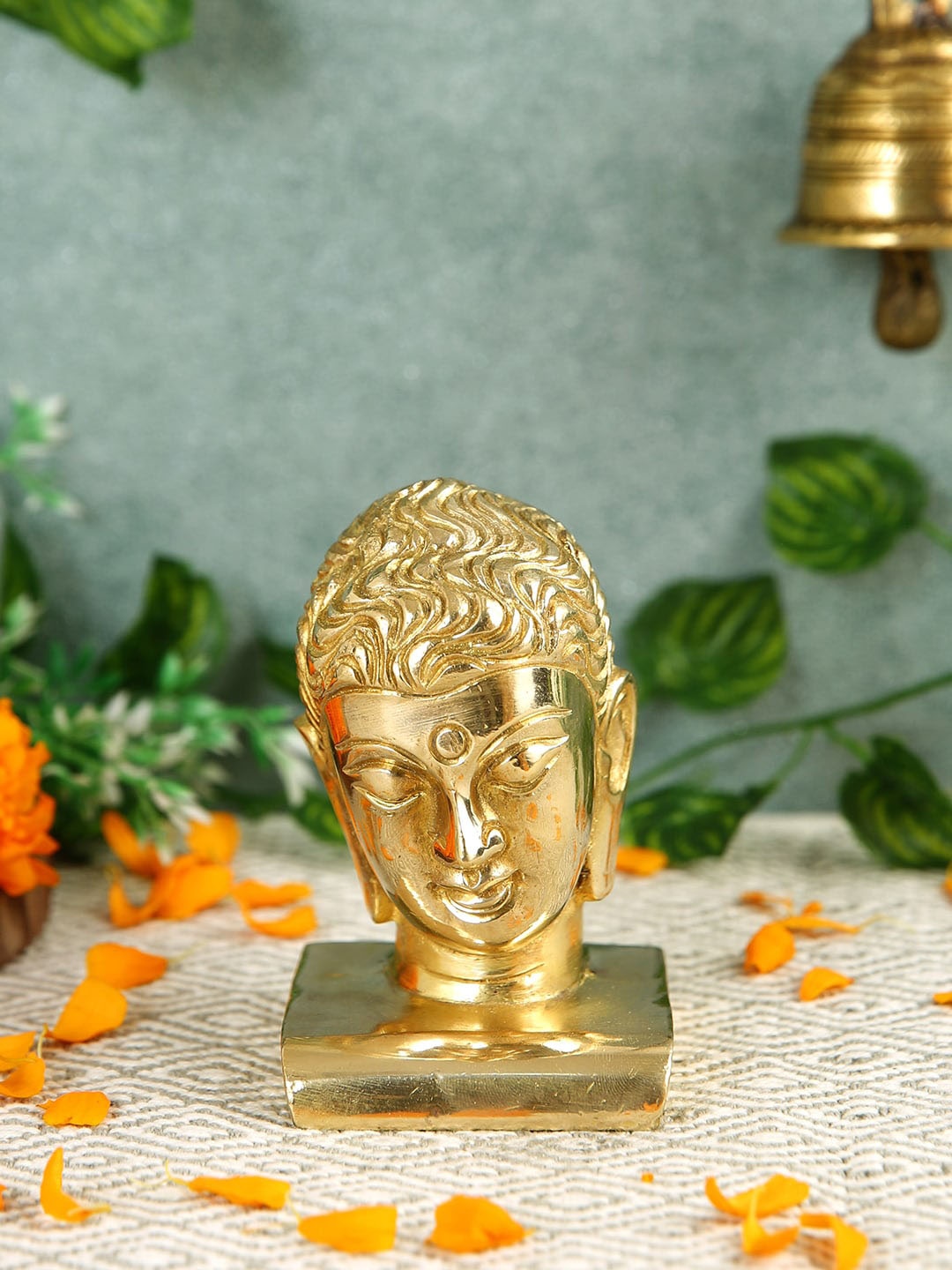 

Imli Street Yellow Textured Buddha Head Table Top Brass Idol Showpiece