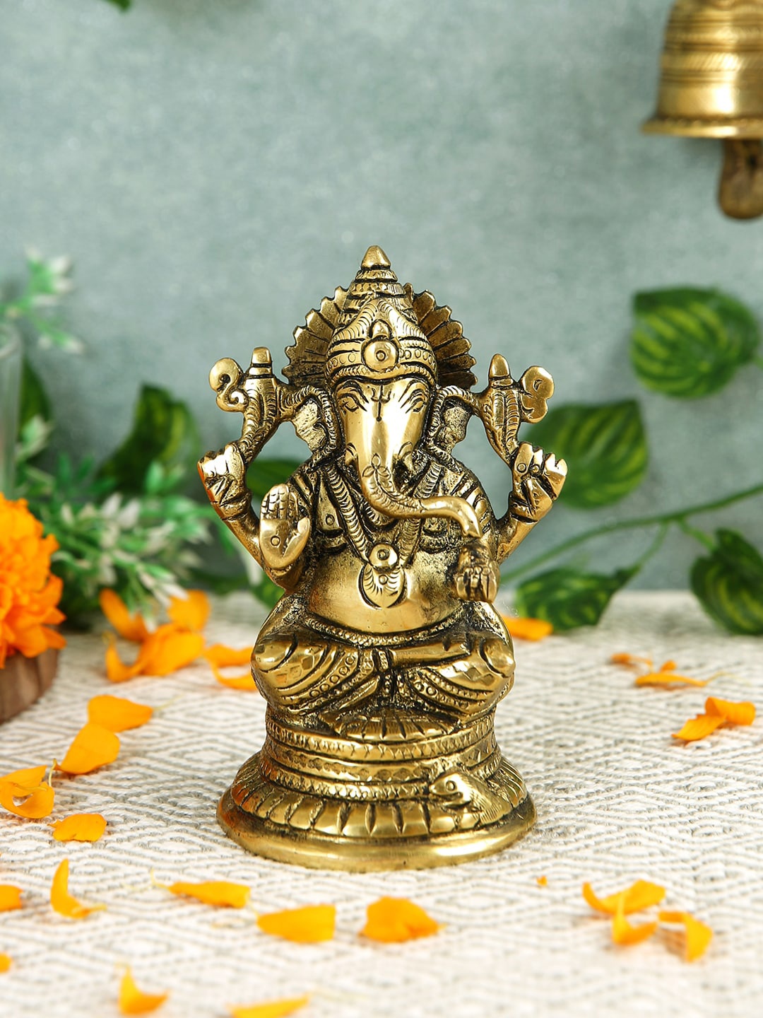 

Imli Street Golden Ganesh Brass Idol Showpieces, Gold