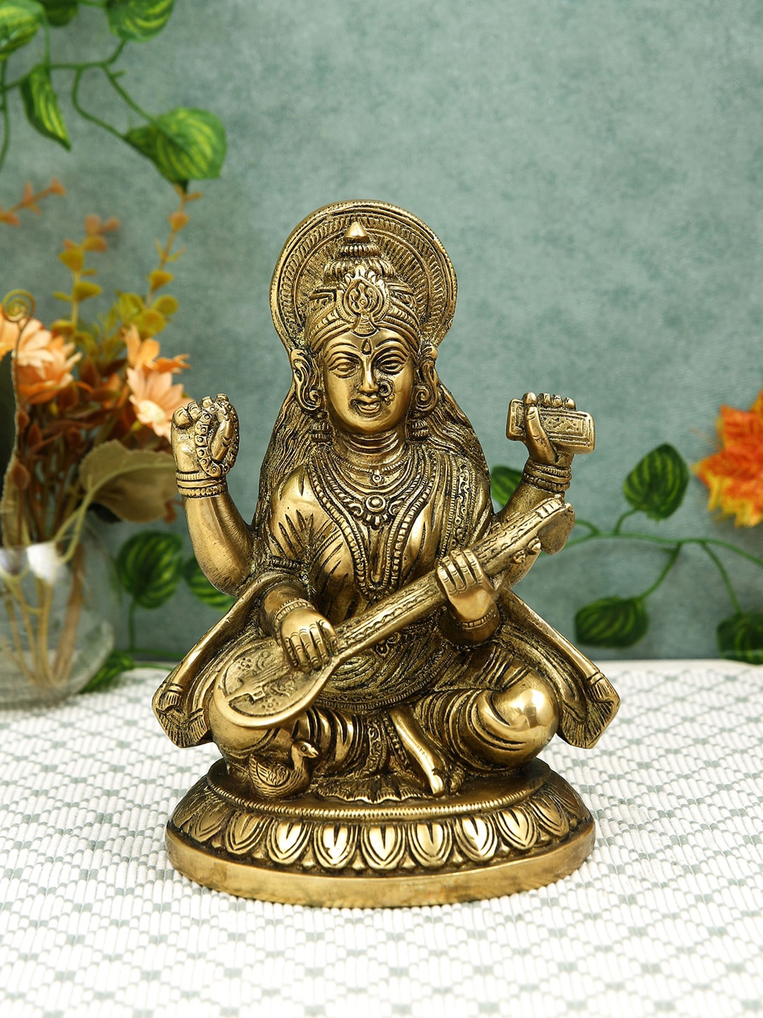 

Imli Street Gold Brass Saraswathi Idol Showpieces
