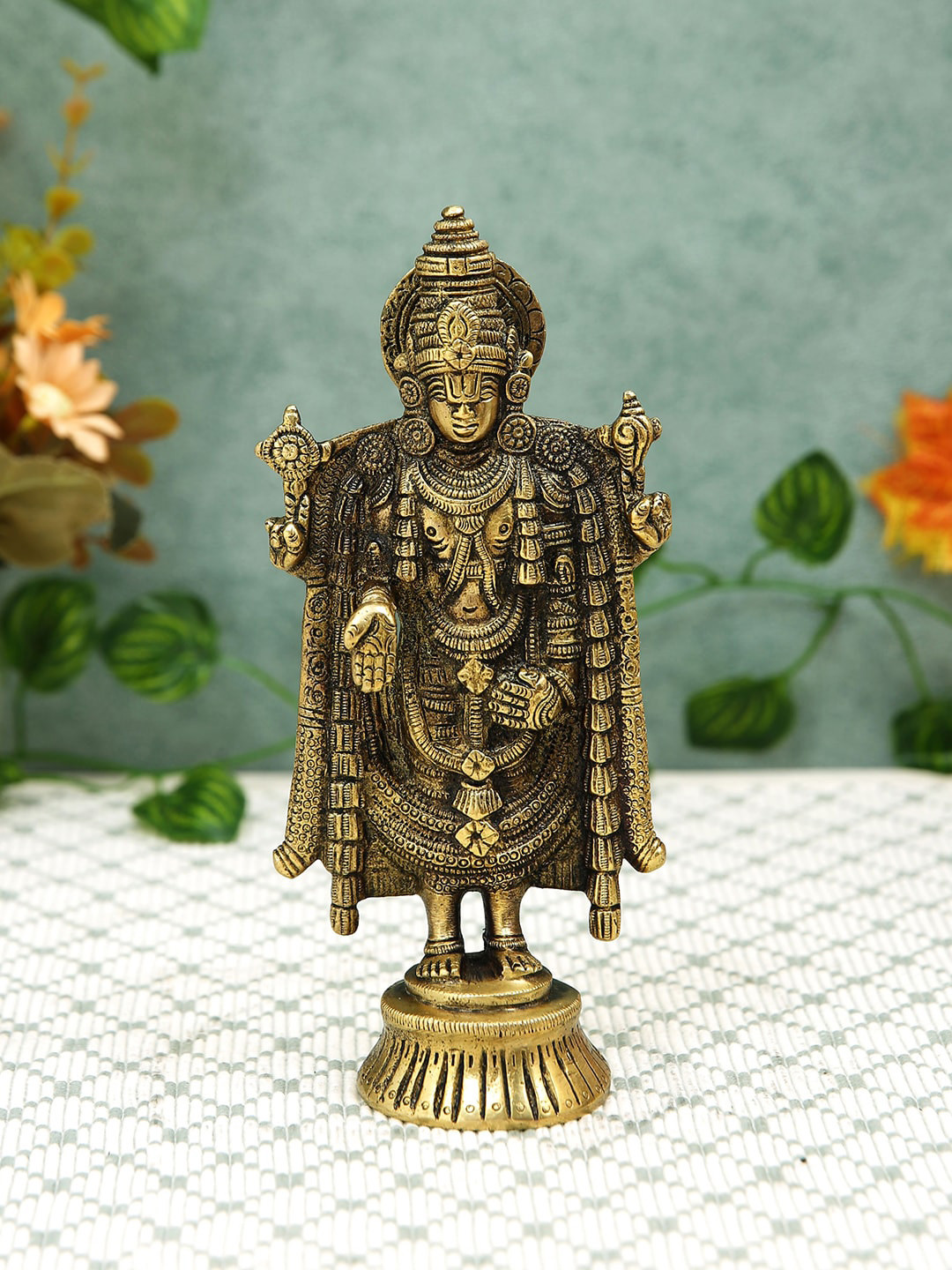 

Imli Street Gold Toned Textured Trupati Balaji Brass Idol Showpiece