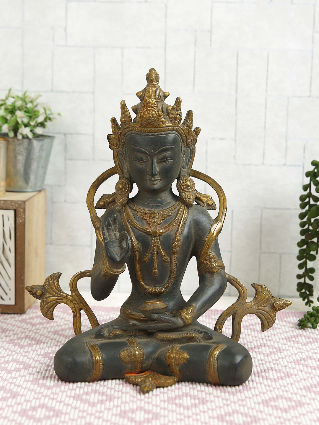 

Imli Street Black Blessing Buddha Brass Idol Showpieces