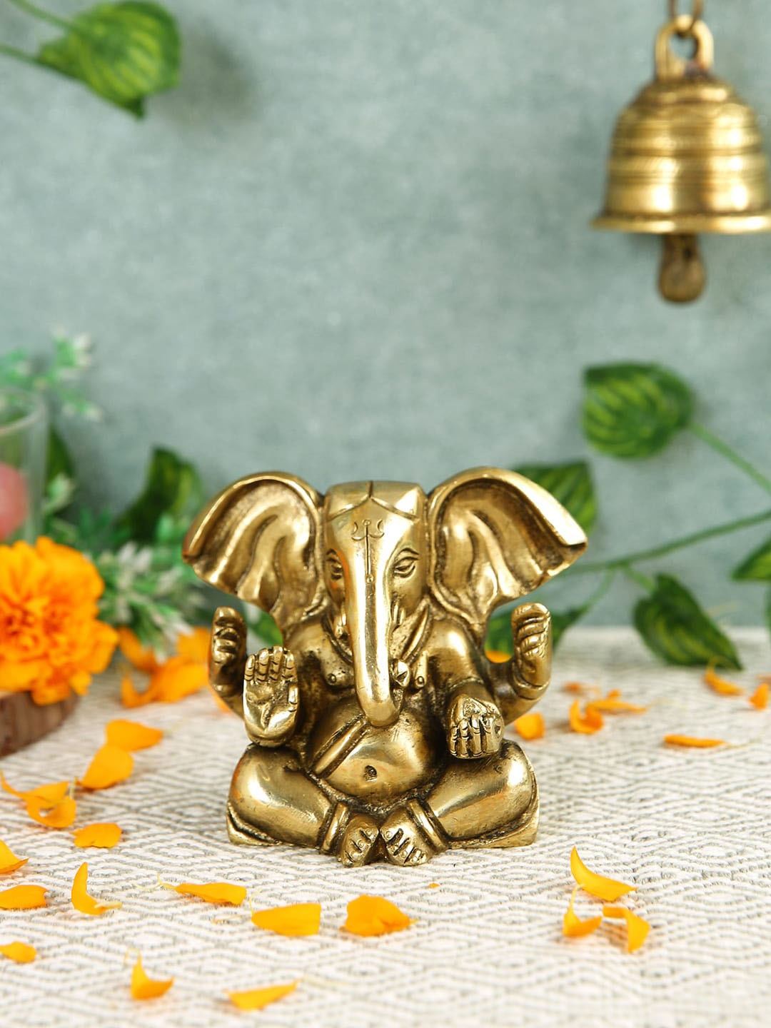

Imli Street Yellow Small Appu Ganesh Brass Idol Showpiece