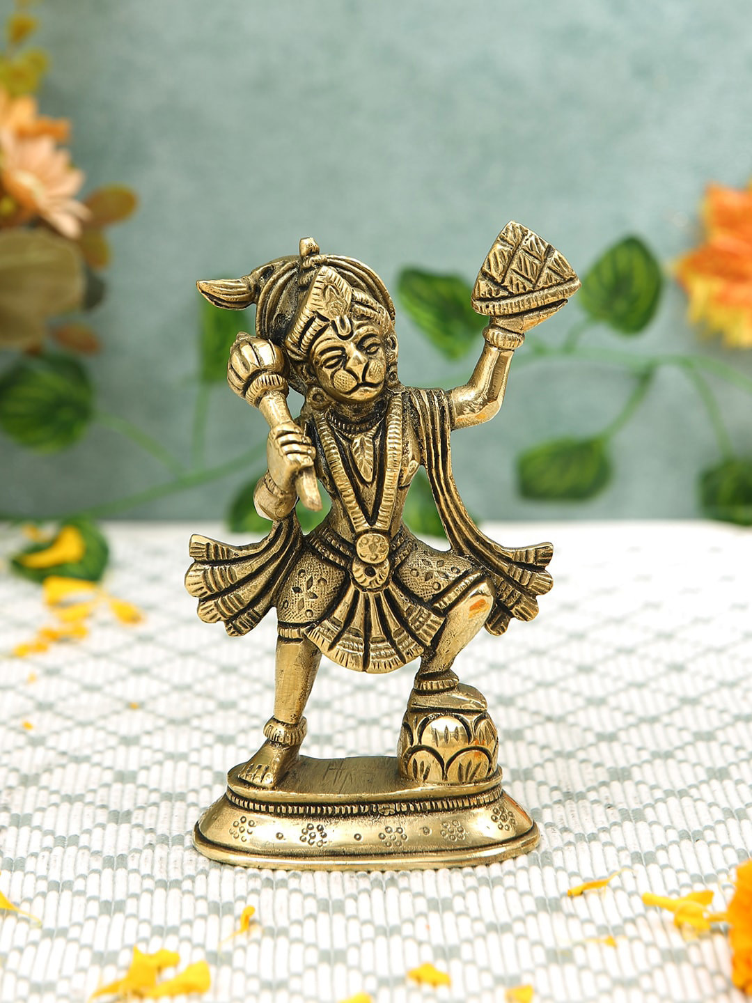 

Imli Street Gold Toned Textured Hanuman Idol Figurine Showpiece