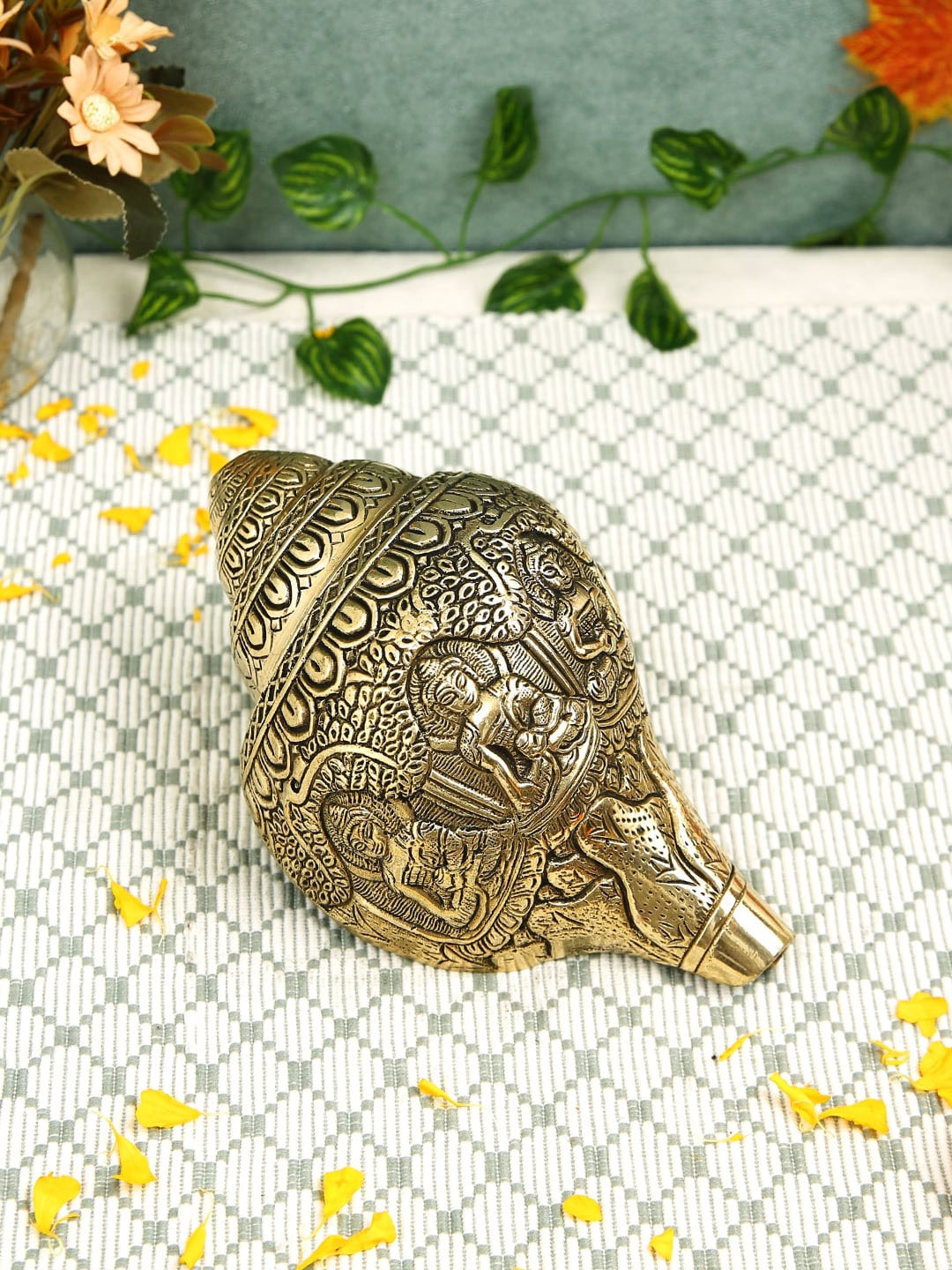 

Imli Street Gold Toned Textured Buddha Design Shank Brass Idol Showpiece