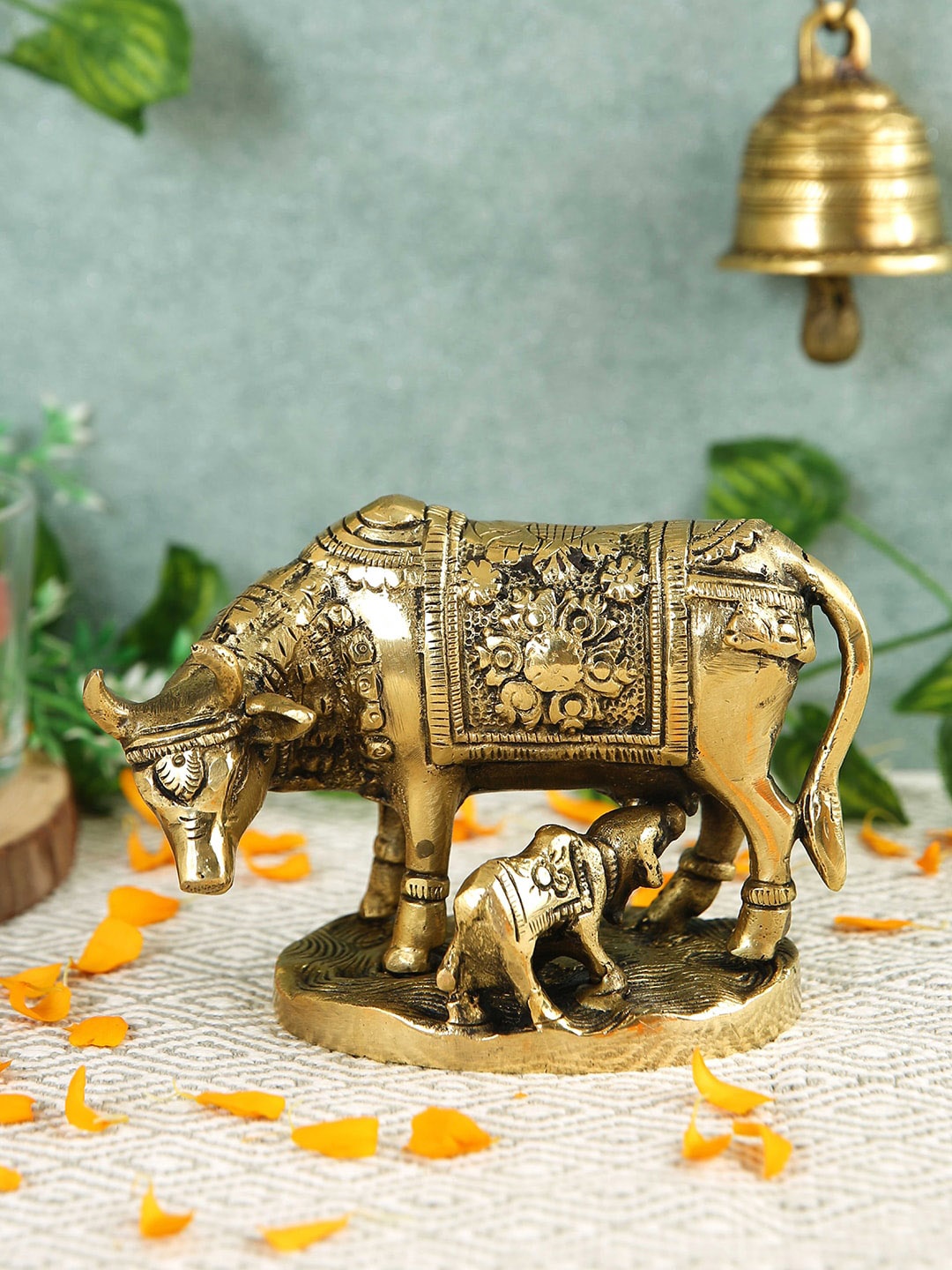 

Imli Street Gold Toned Brass Cow & Calf Kamdhenu Showpiece