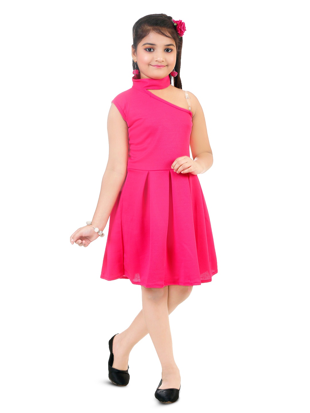 

BAESD One Shoulder Fit & Flare Dress, Magenta