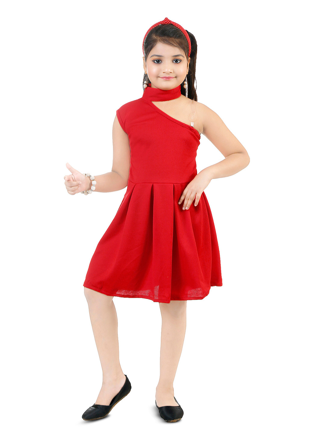 

BAESD One Shoulder Fit & Flare Dress, Red