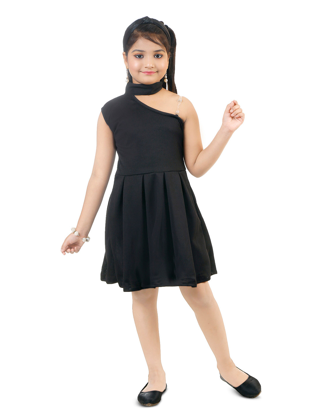 

BAESD Round Neck Cut Outs Fit & Flare Dress, Black