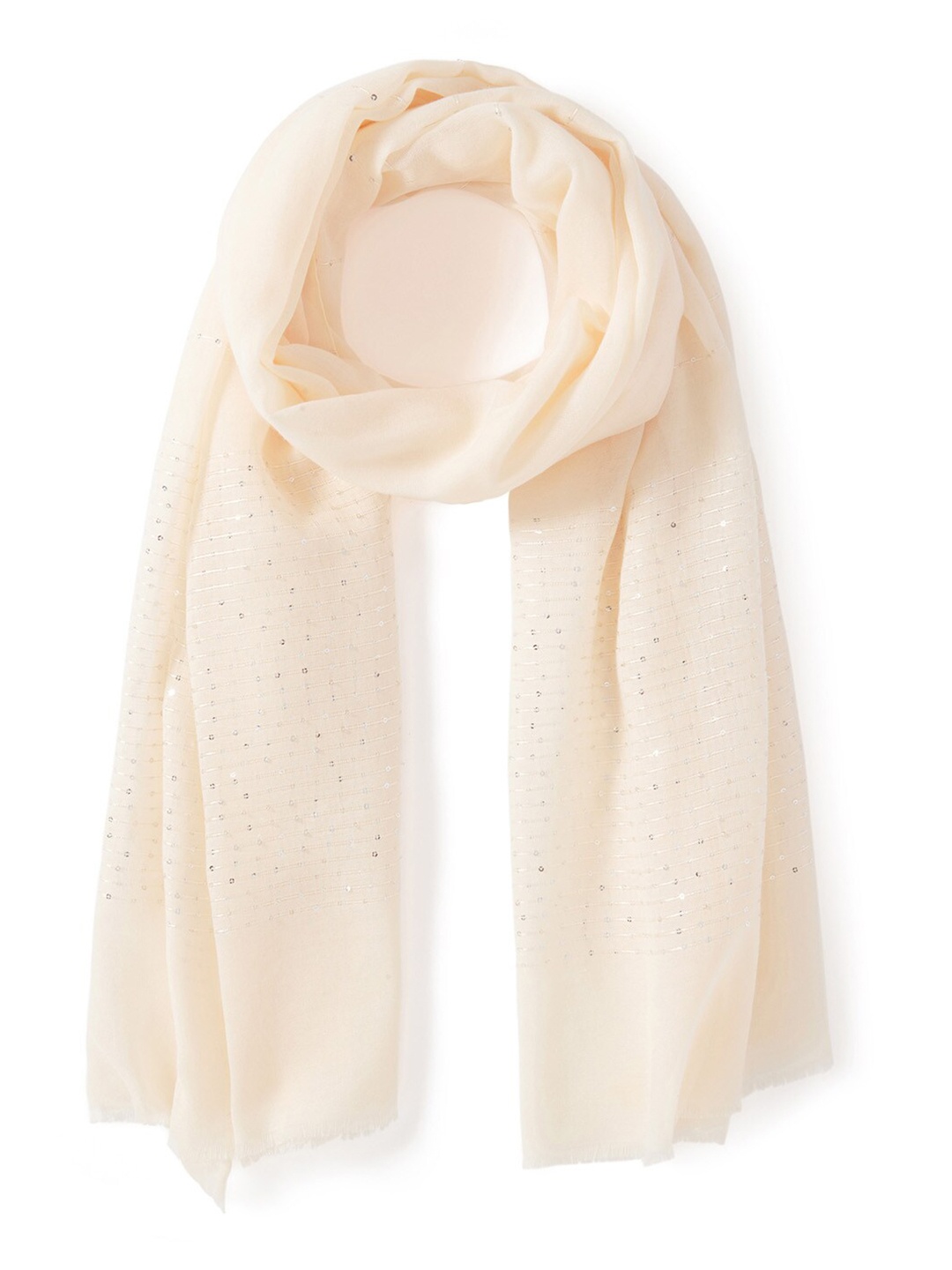 

Forever New Women Embroidered Scarf, Cream