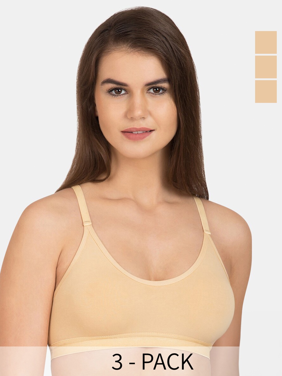 

Tweens Pack of 3 Full Coverage Workout Bra With All Day Comfort, Beige