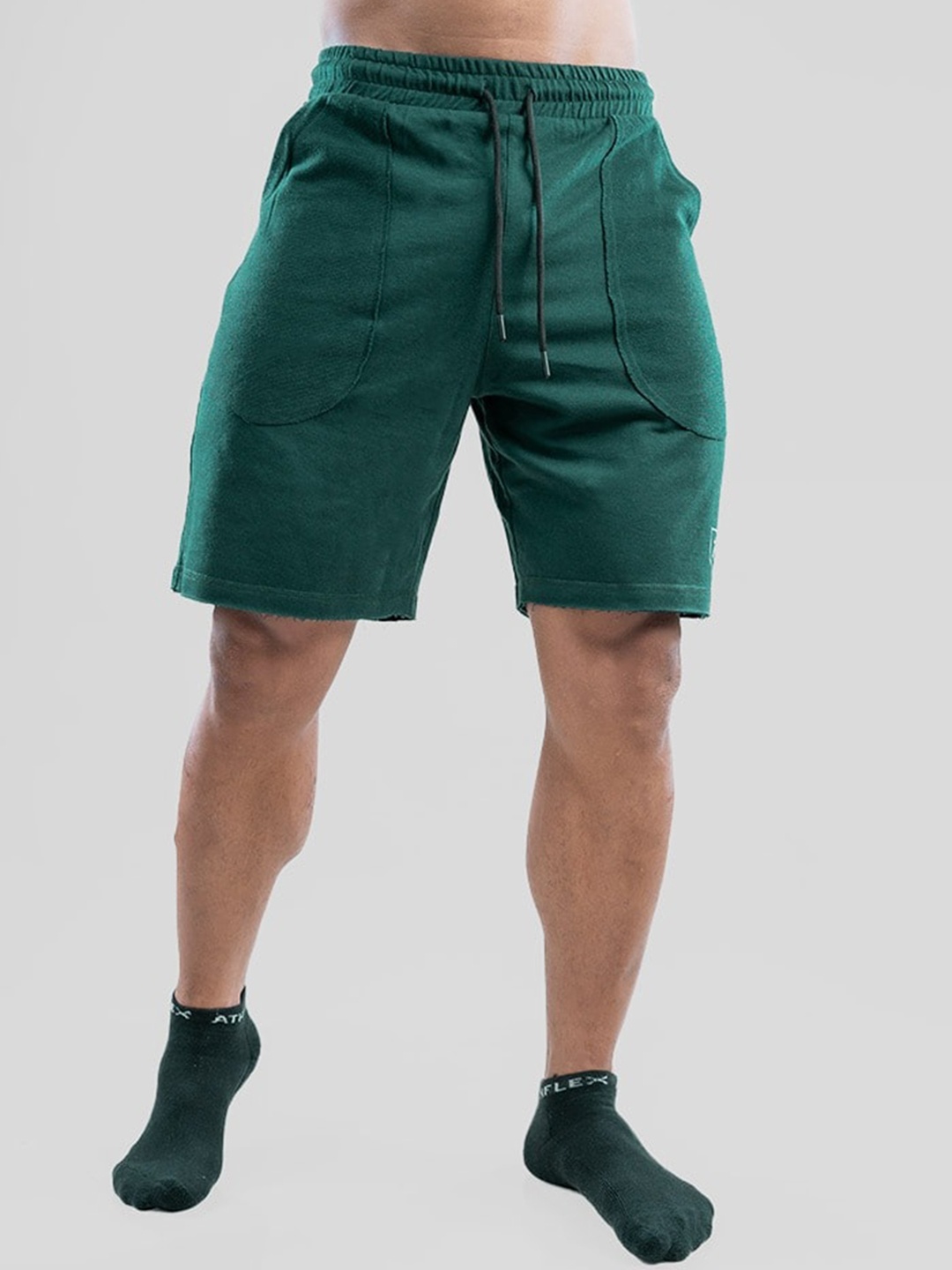 

Athflex Men Regular Fit Mid-Rise Cotton Regular Shorts, Green