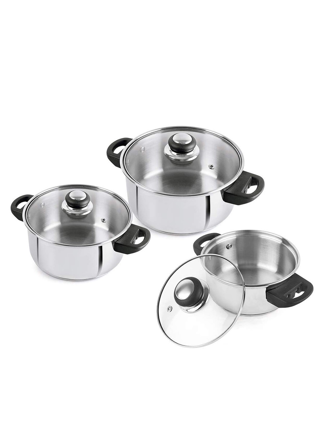 

Cello Steelox 3 Pieces Silver Toned Induction Casserole 1L 2L 3L