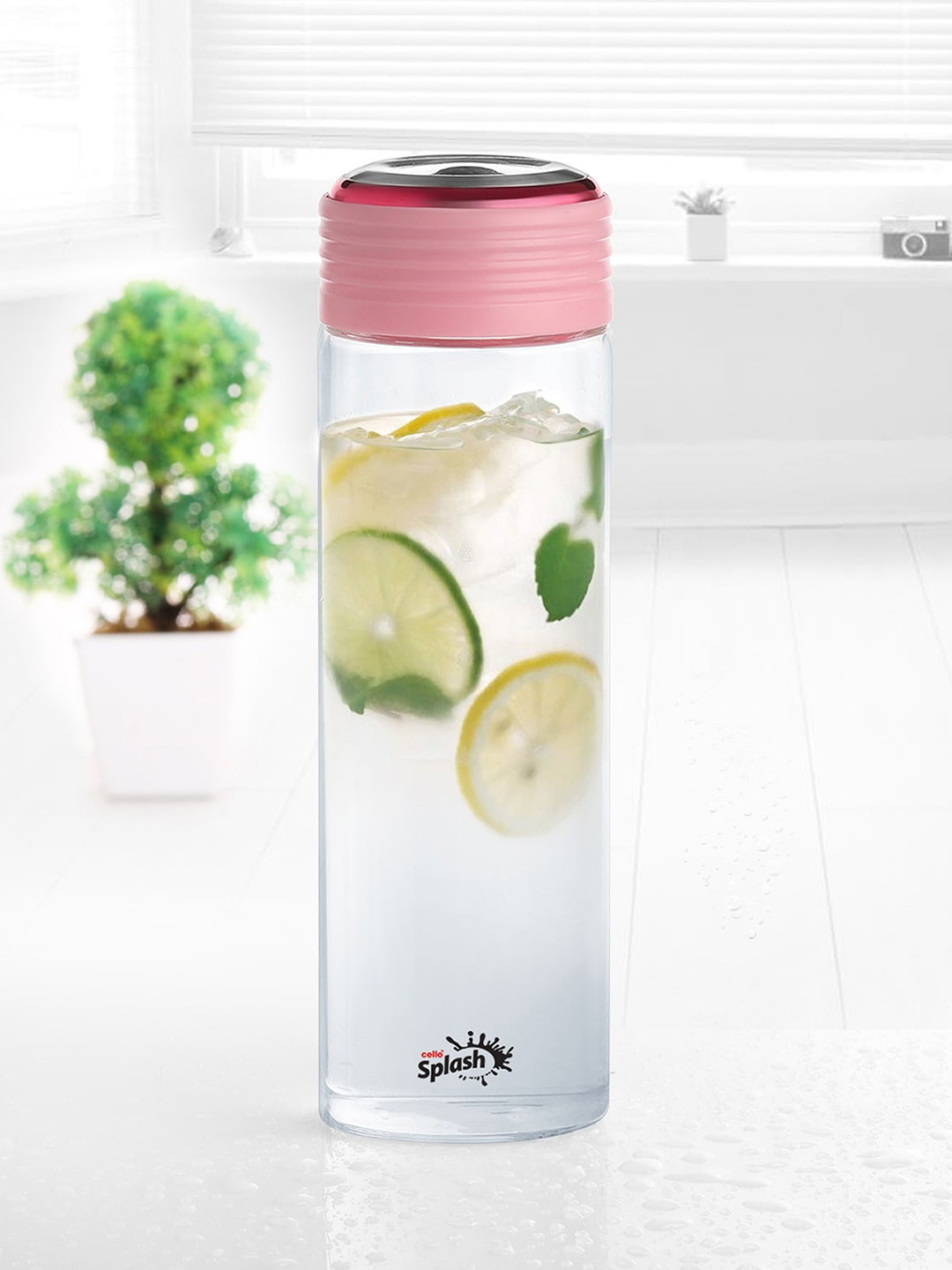 

Cello Splash Pink & Transparent Borosilicate Glass Water Bottle - 450ml