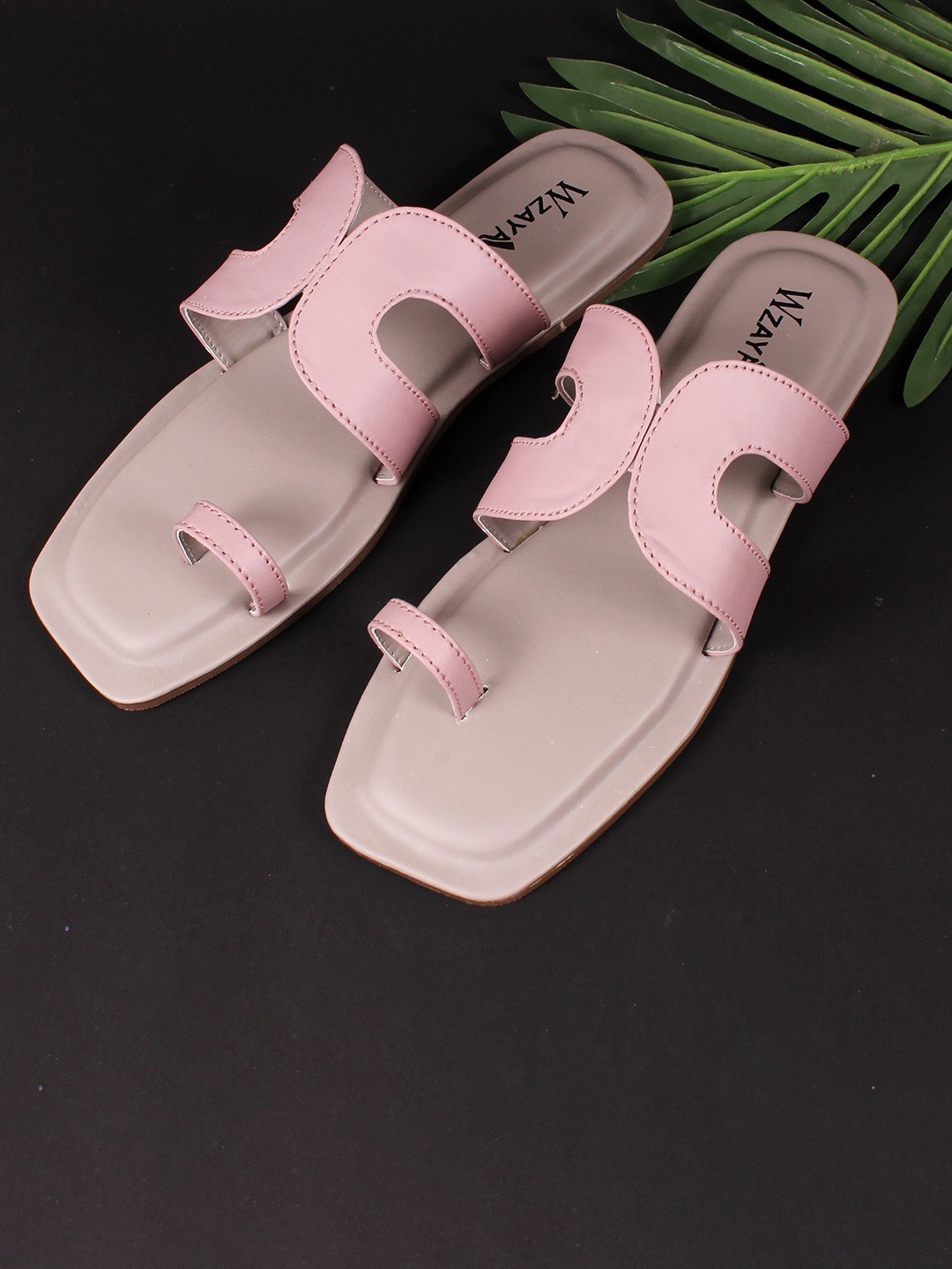 

WZAYA Cut Out Detail One Toe Flats, Pink
