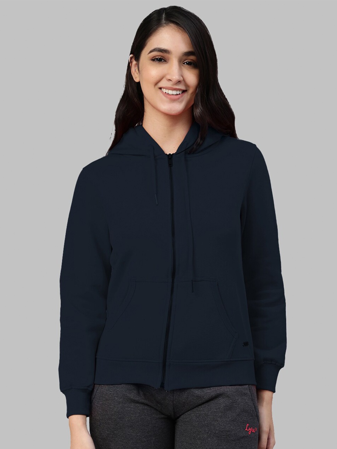 

LYRA Hooded Long Sleeves Anti Odour Fleece Sweatshirt, Navy blue
