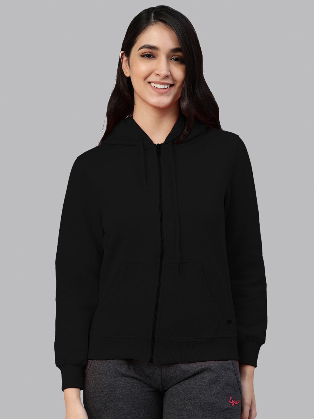 

LYRA Hooded Long Sleeves Anti Odour Fleece Sweatshirt, Black