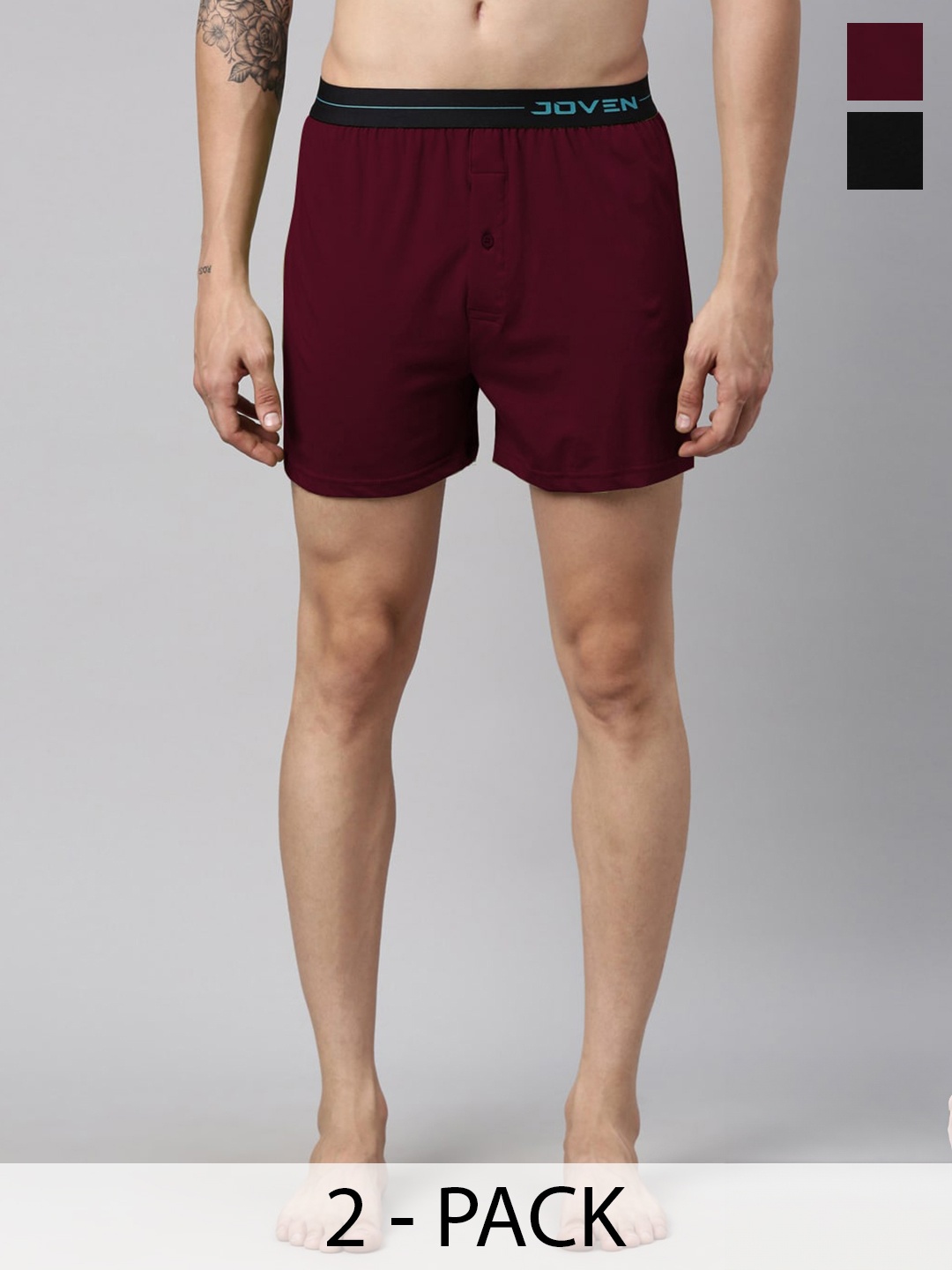 

Joven Pack Of 2 Pure Cotton Boxers JB2KS-BLBR, Maroon