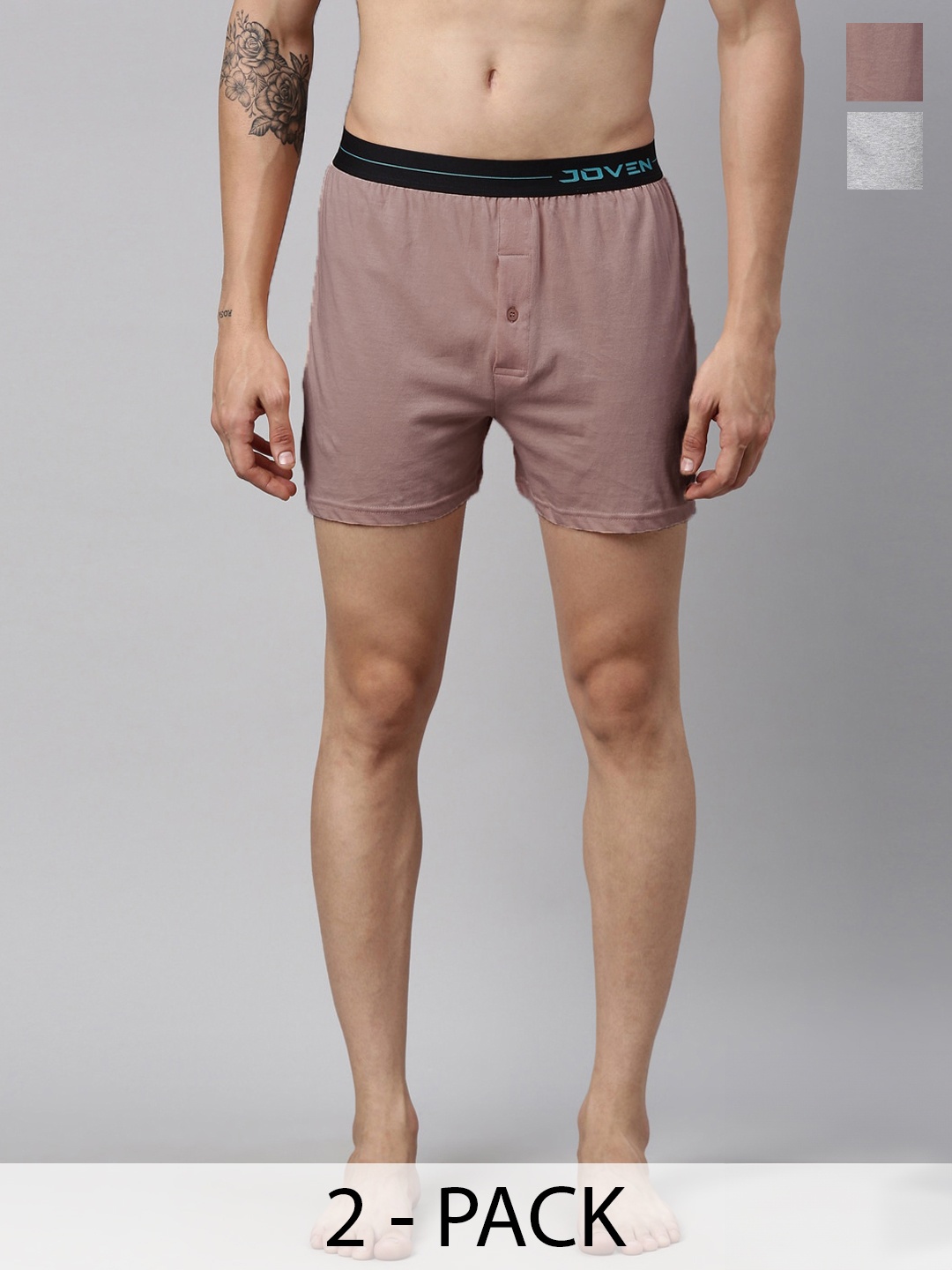 

Joven Pack Of 2 Pure Cotton Boxers JB2KS-GMON, Grey melange