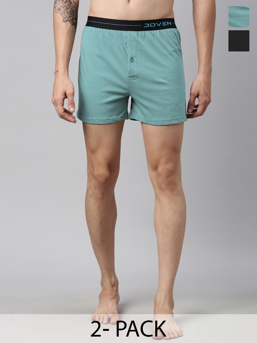 

Joven Pack Of 2 Pure Cotton Boxers JB2KS-GRAM, Green