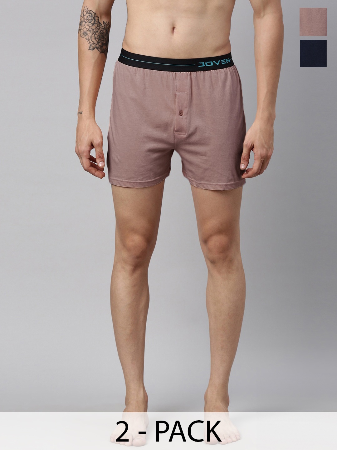 

Joven Pack Of 2 Pure Cotton Boxers JB2KS-ONNY, Brown