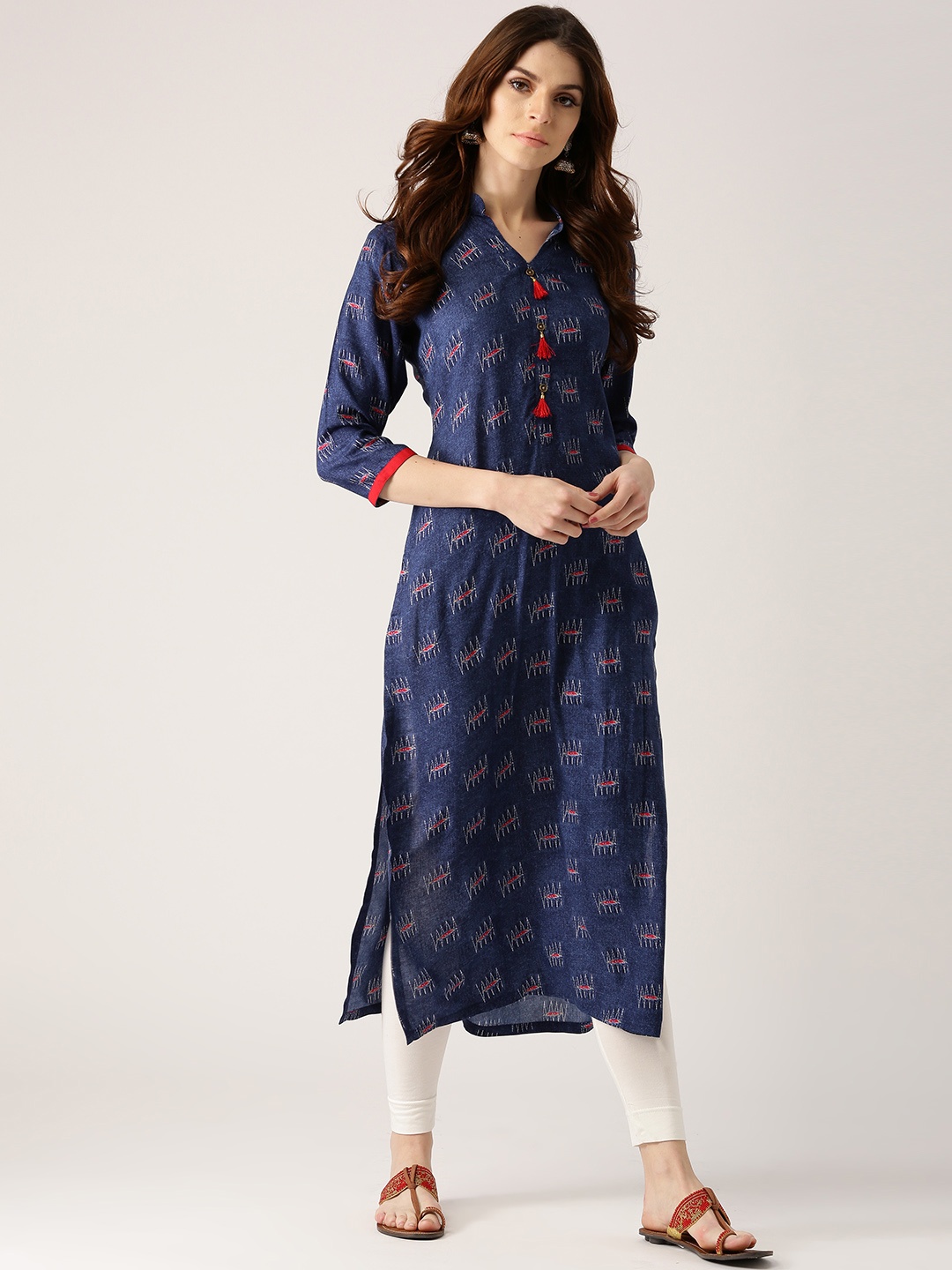 

Libas Women Blue Printed Straight Kurta