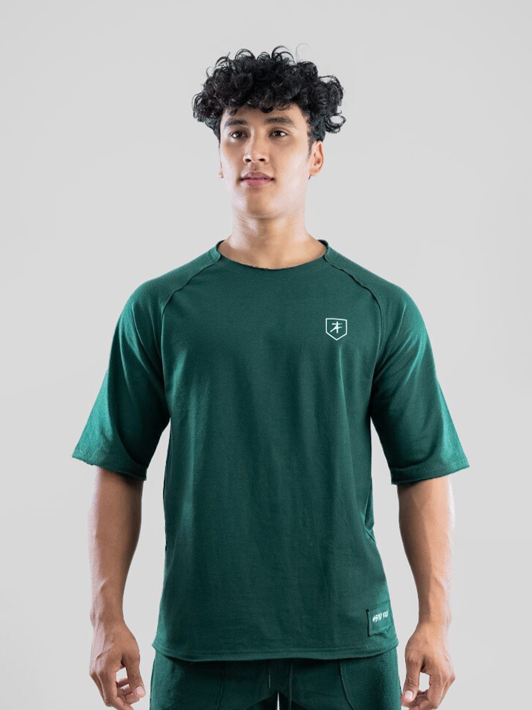 

Athflex Raw Edges Raglan Sleeves Oversize Cotton T-Shirt, Green