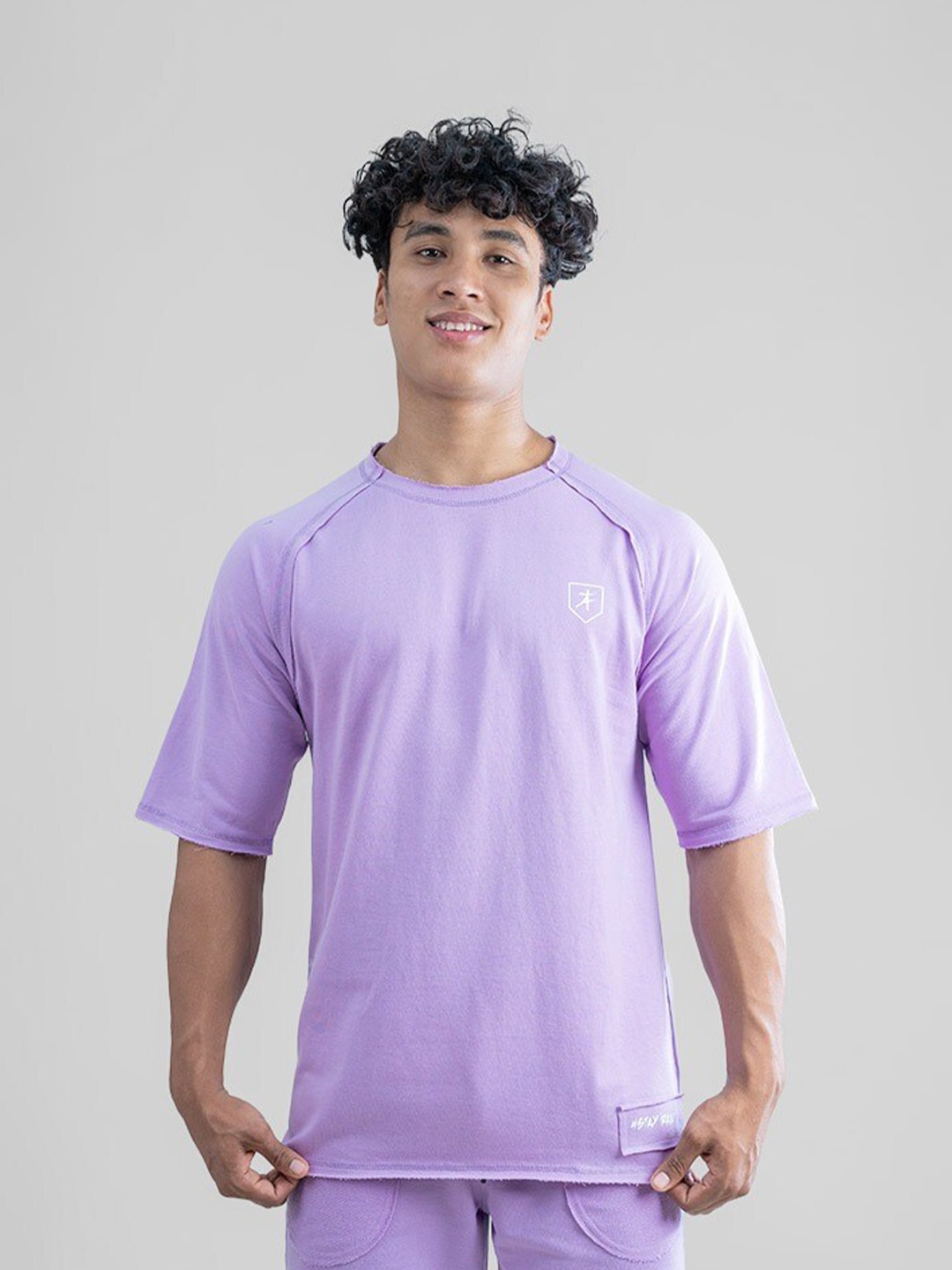 

Athflex Raw Edges Raglan Sleeves Oversize Cotton T-Shirt, Lavender