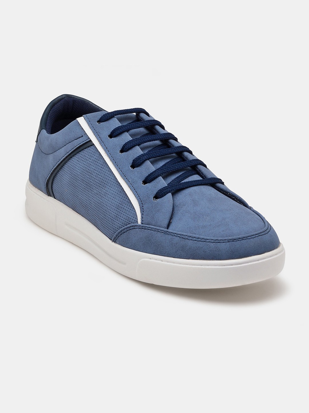 

R&B Men Perforations Contrast Sole Sneakers, Blue
