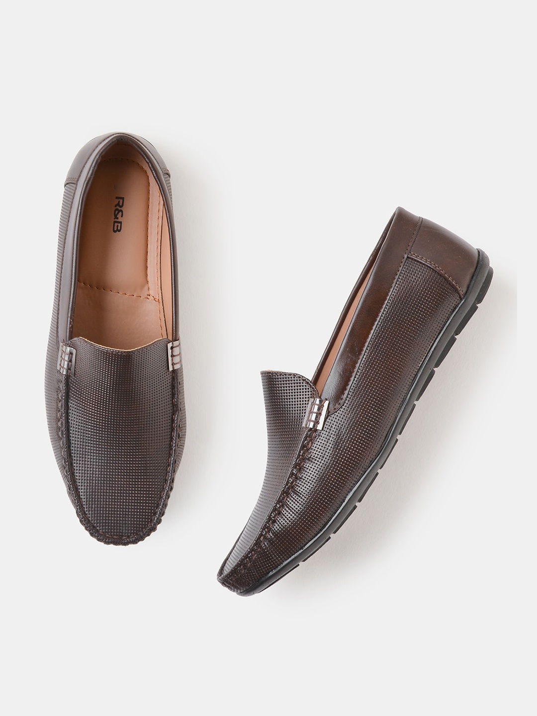 

R&B Men Perforations Loafers, Brown