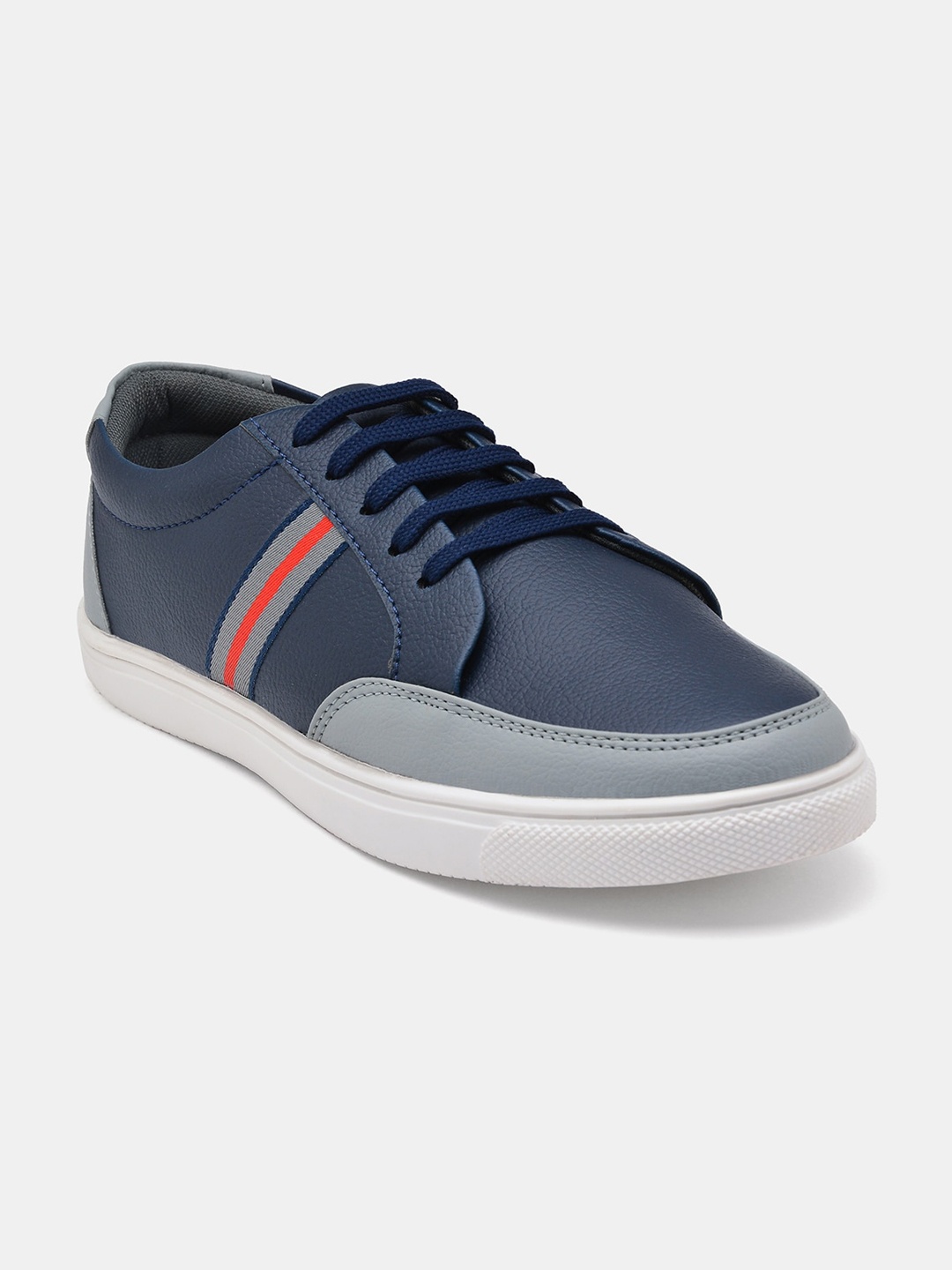 

R&B Men Striped Contrast Sole Sneakers, Navy blue