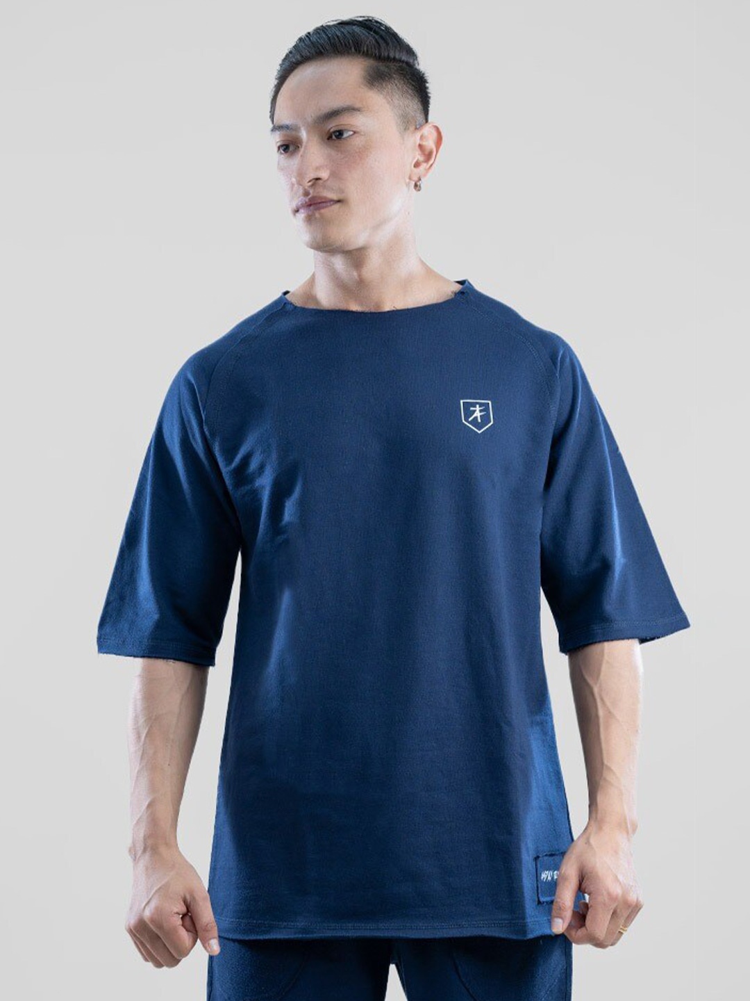 

Athflex Round Neck Cotton Oversized T-shirt, Navy blue