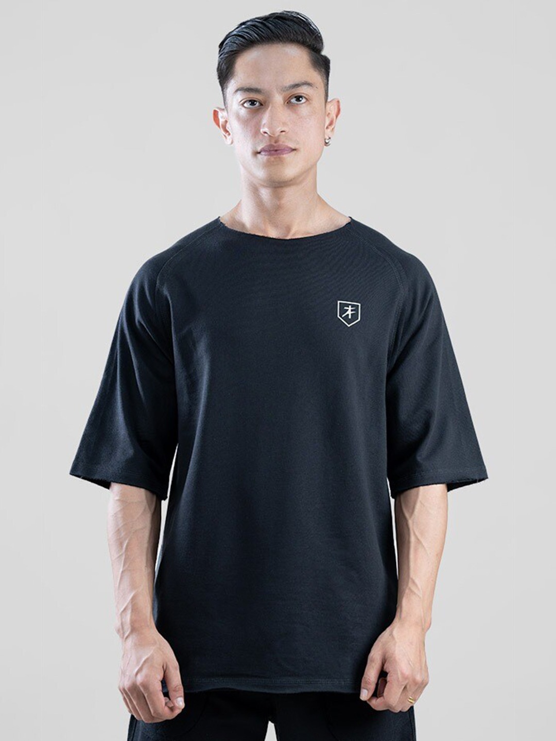 

Athflex Round Neck Cotton Oversized T-shirt, Black