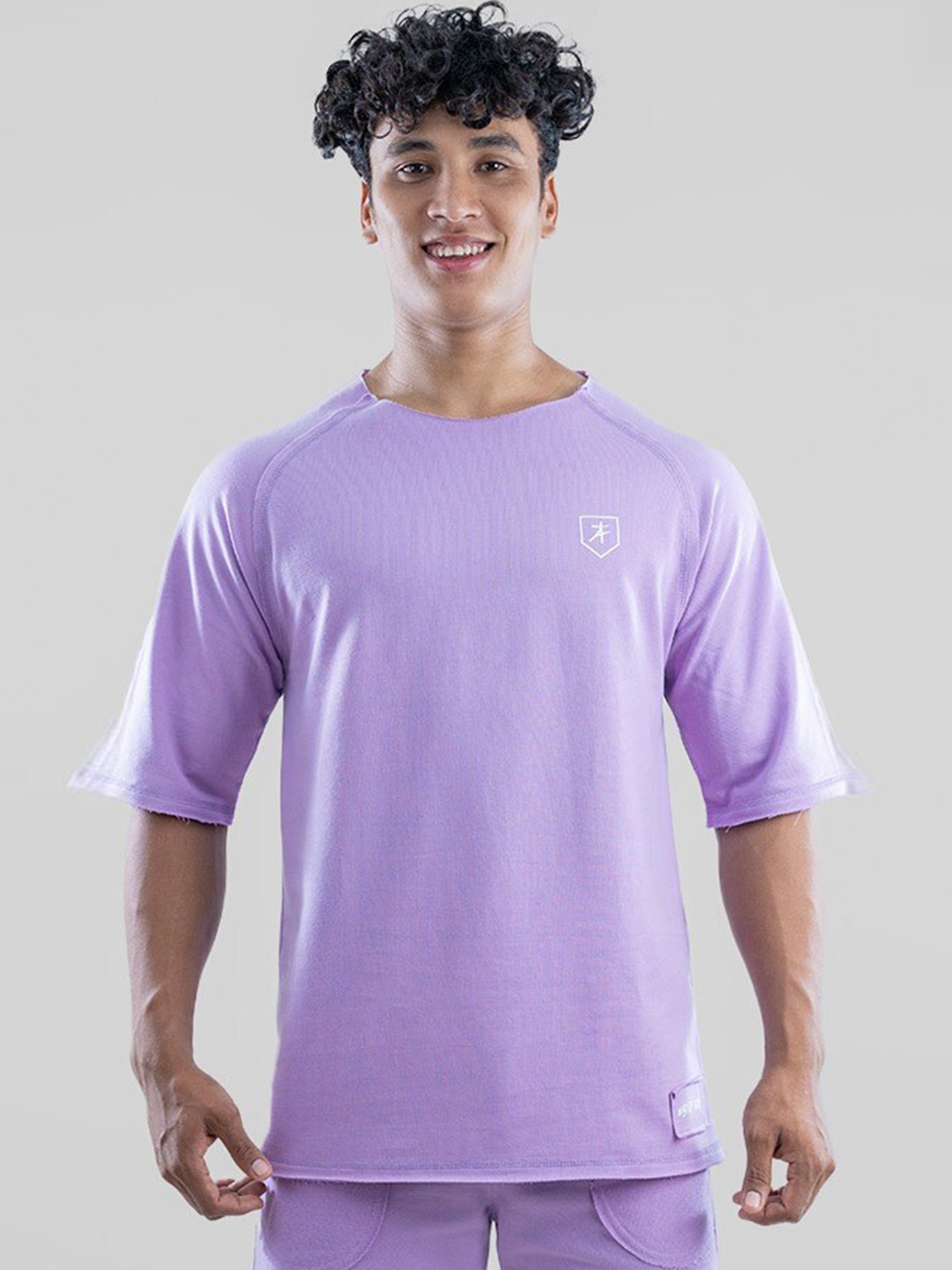 

Athflex Round Neck Cotton Oversized T-shirt, Purple