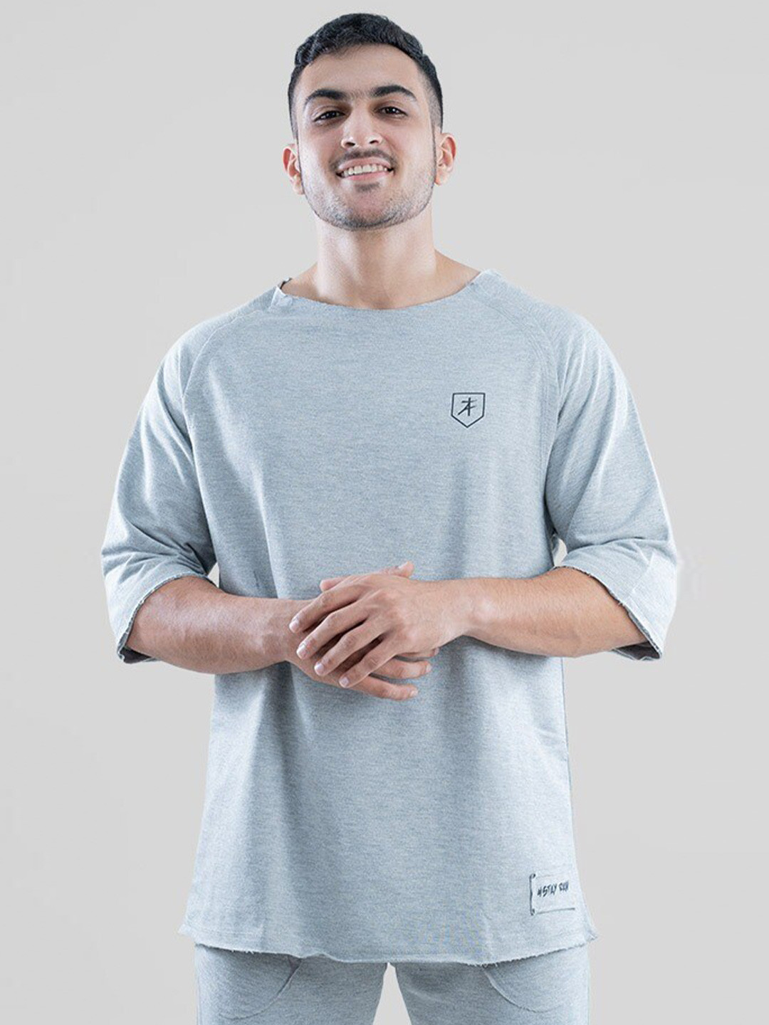 

Athflex Round Neck Cotton Oversized T-shirt, Grey