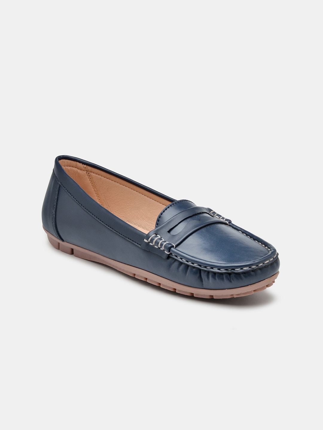 

R&B Women Round Toe Penny Loafers, Navy blue