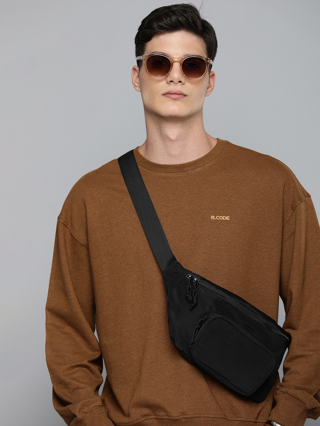 

R.Code by The Roadster Life Co. Men Solid Sweatshirt, Brown