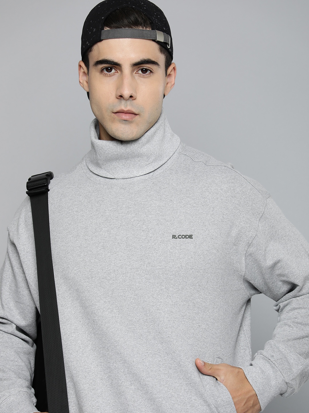 

R.Code by The Roadster Life Co. Men Solid Sweatshirt, Grey melange