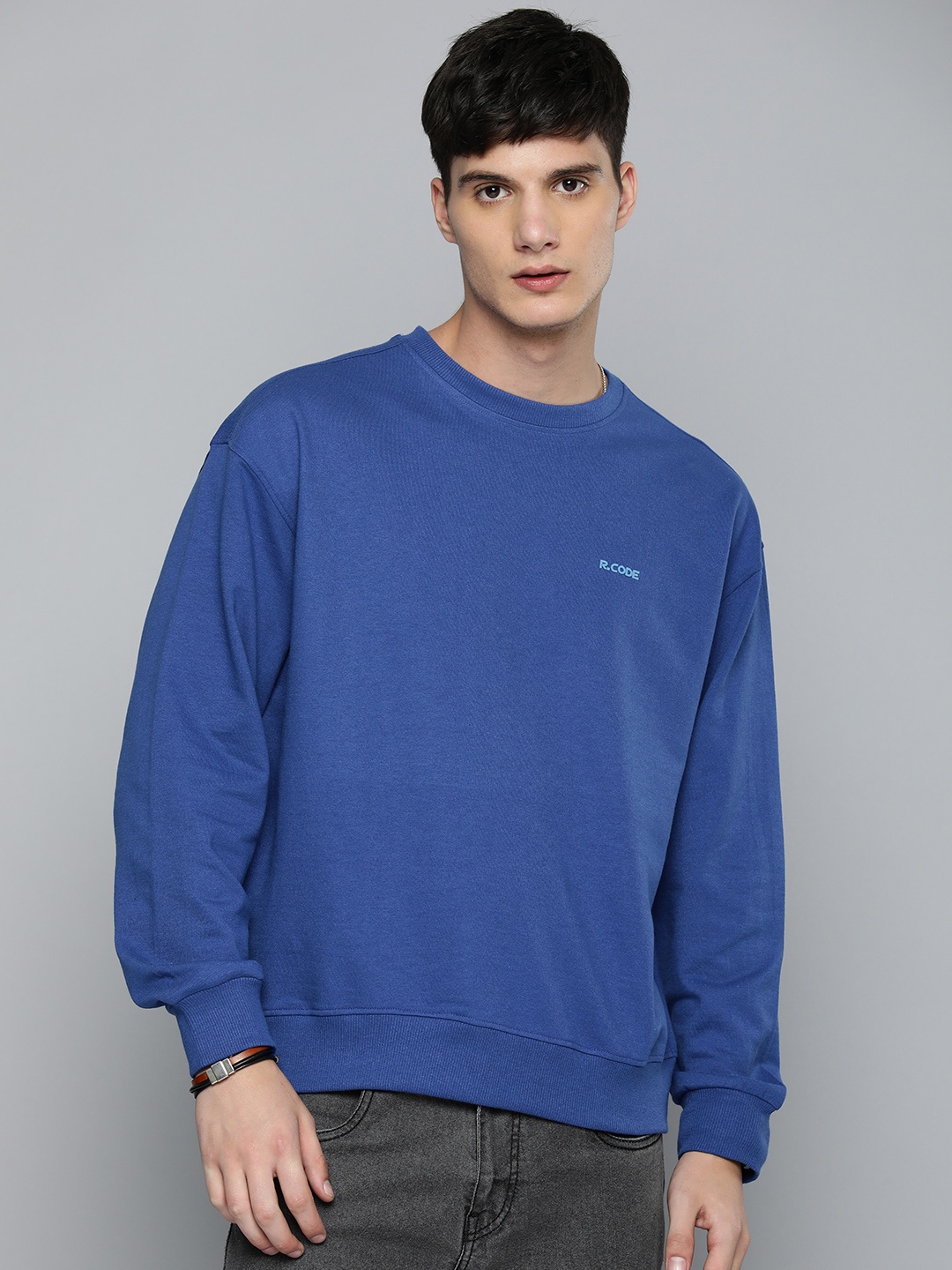 

R.Code by The Roadster Life Co. Men Solid Sweatshirt, Blue