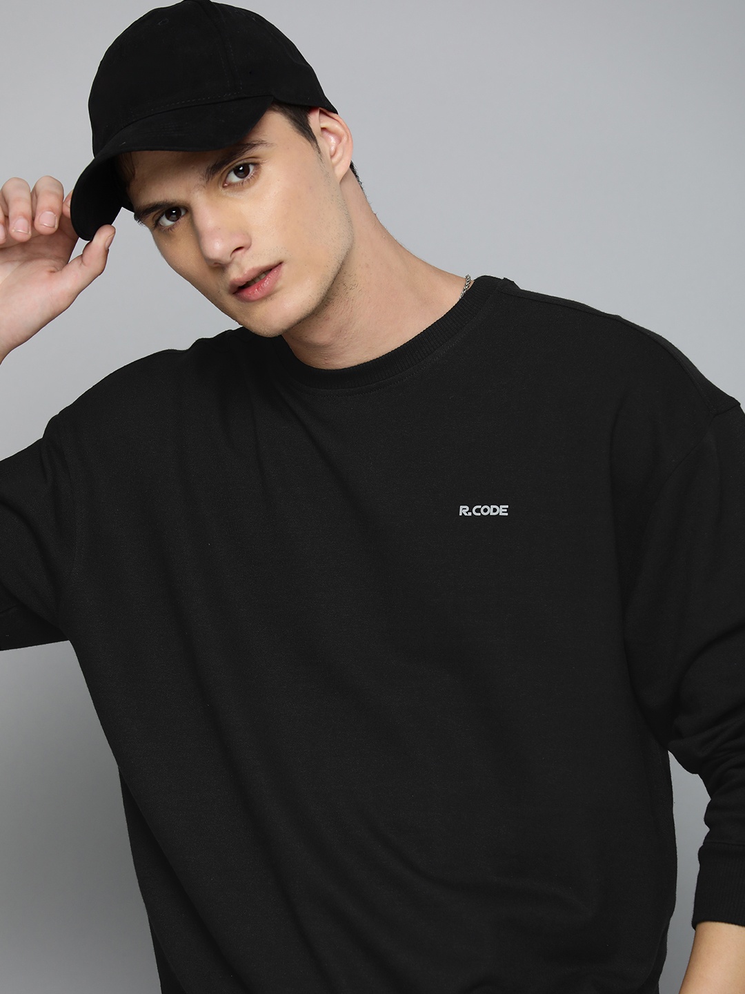 

R.Code by The Roadster Life Co. Men Solid Sweatshirt, Black