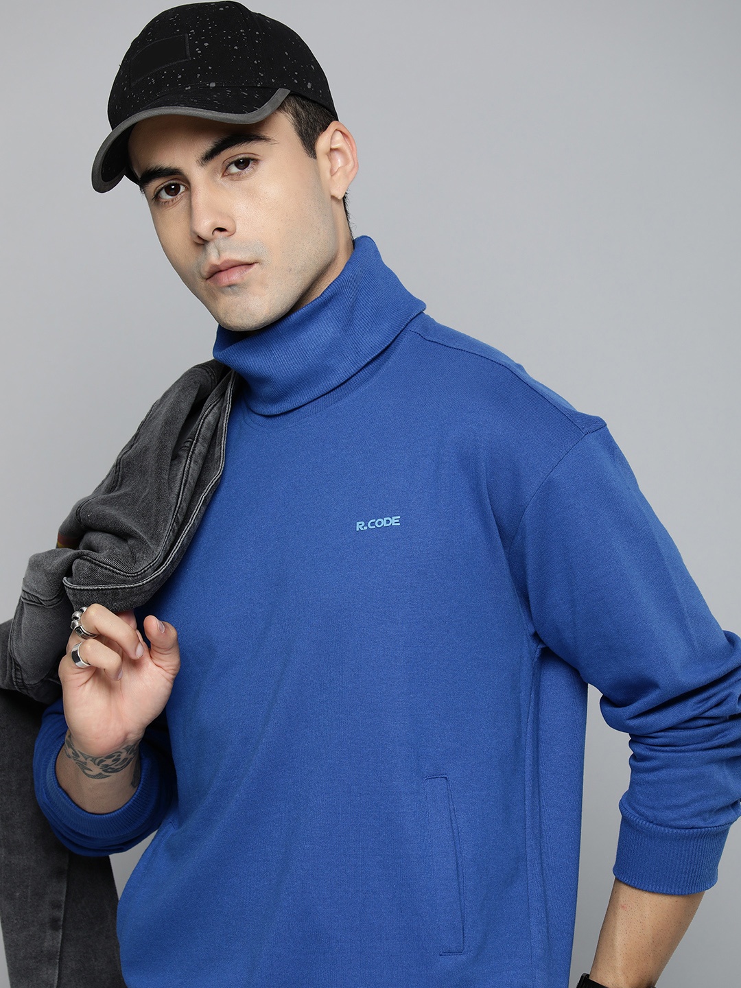 

R.Code by The Roadster Life Co. Men Solid Sweatshirt, Blue