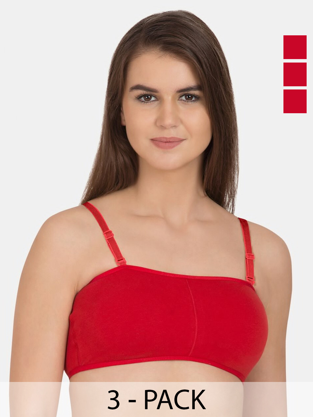 

Tweens Pack Of 3 Full Coverage Sports Bra With All Day Comfort, Red