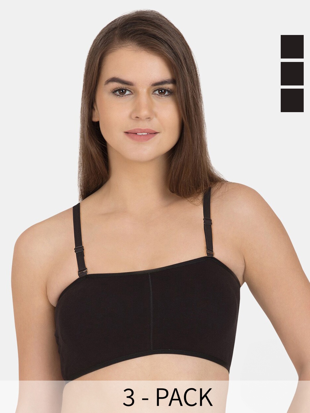 

Tweens Pack Of 3 Full Coverage Sports Bra With All Day Comfort, Black