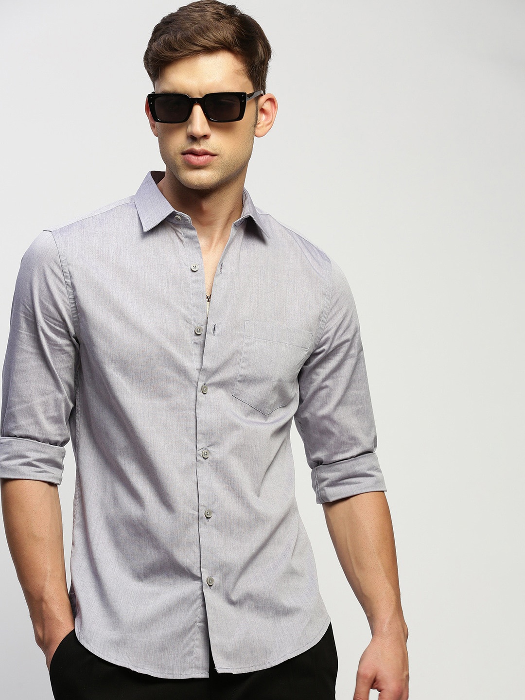 

SHOWOFF Smart Slim Fit Oxford Cotton Casual Shirt, Grey