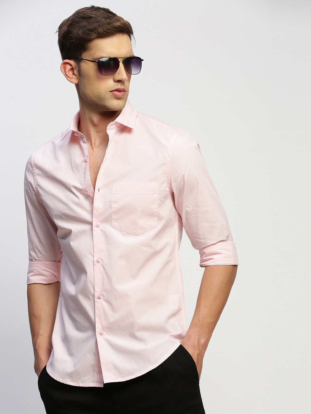 

SHOWOFF Smart Slim Fit Twill Weave Cotton Casual Shirt, Pink