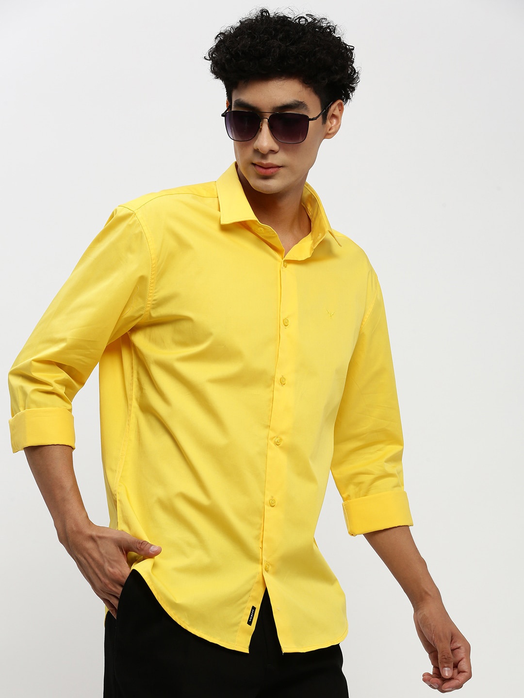 

SHOWOFF Premium Slim Fit Cotton Casual Shirt, Yellow