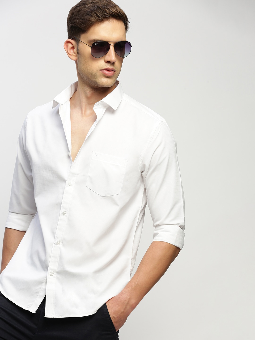 

SHOWOFF Standard Slim Fit Cotton Casual Shirt, White
