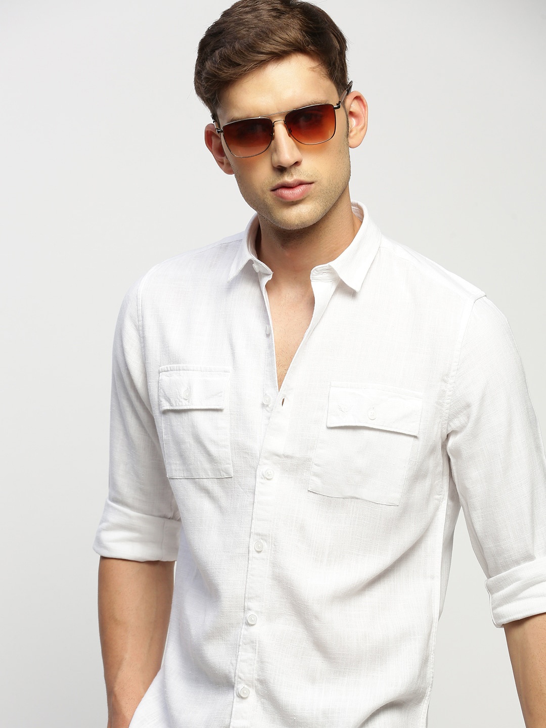 

SHOWOFF Comfort Slim Fit Spread Collar Cotton Casual Shirt, White